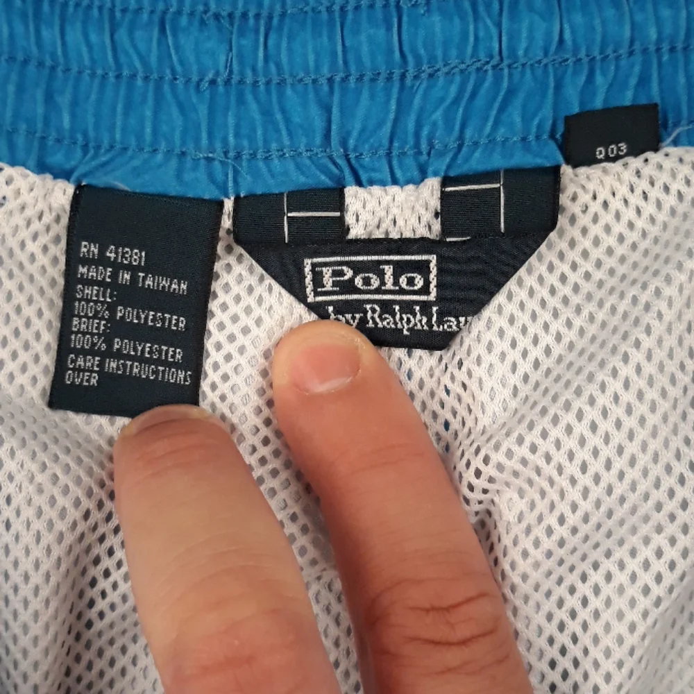 POLO RALPH LAUREN Recent‎ Blue Yellow Fish Corral Sz Large Mens Swim Trunks